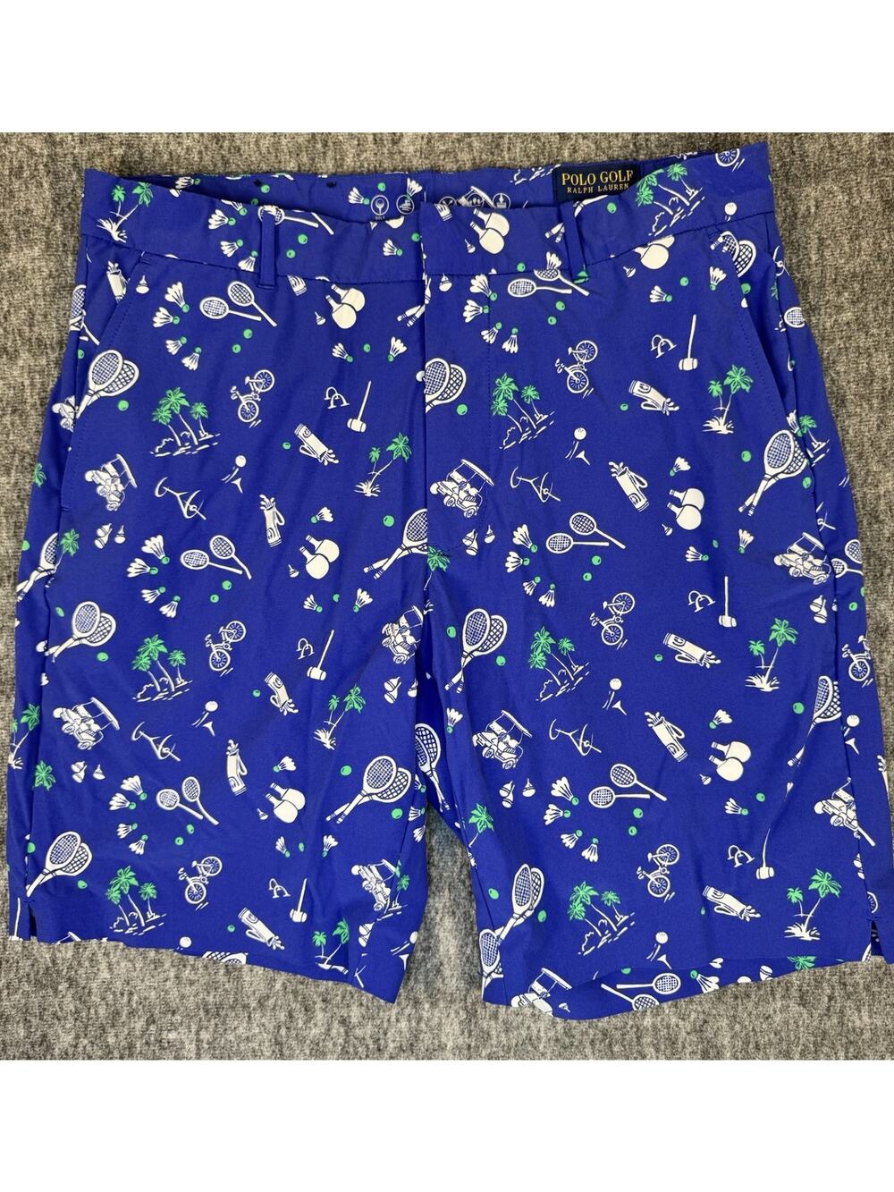 Mens Ralph Lauren Adjustable Golf Swim Combo Lined Print 9” Shorts Crest Logo 32